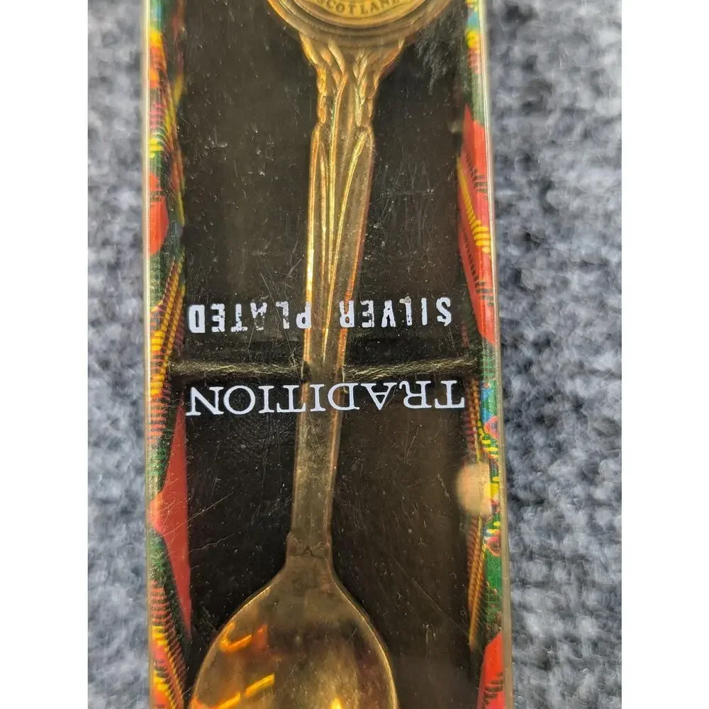 Vintage Scotland Souvenir Silver Plated Collectible Spoon Highland Bagpiper Boxe